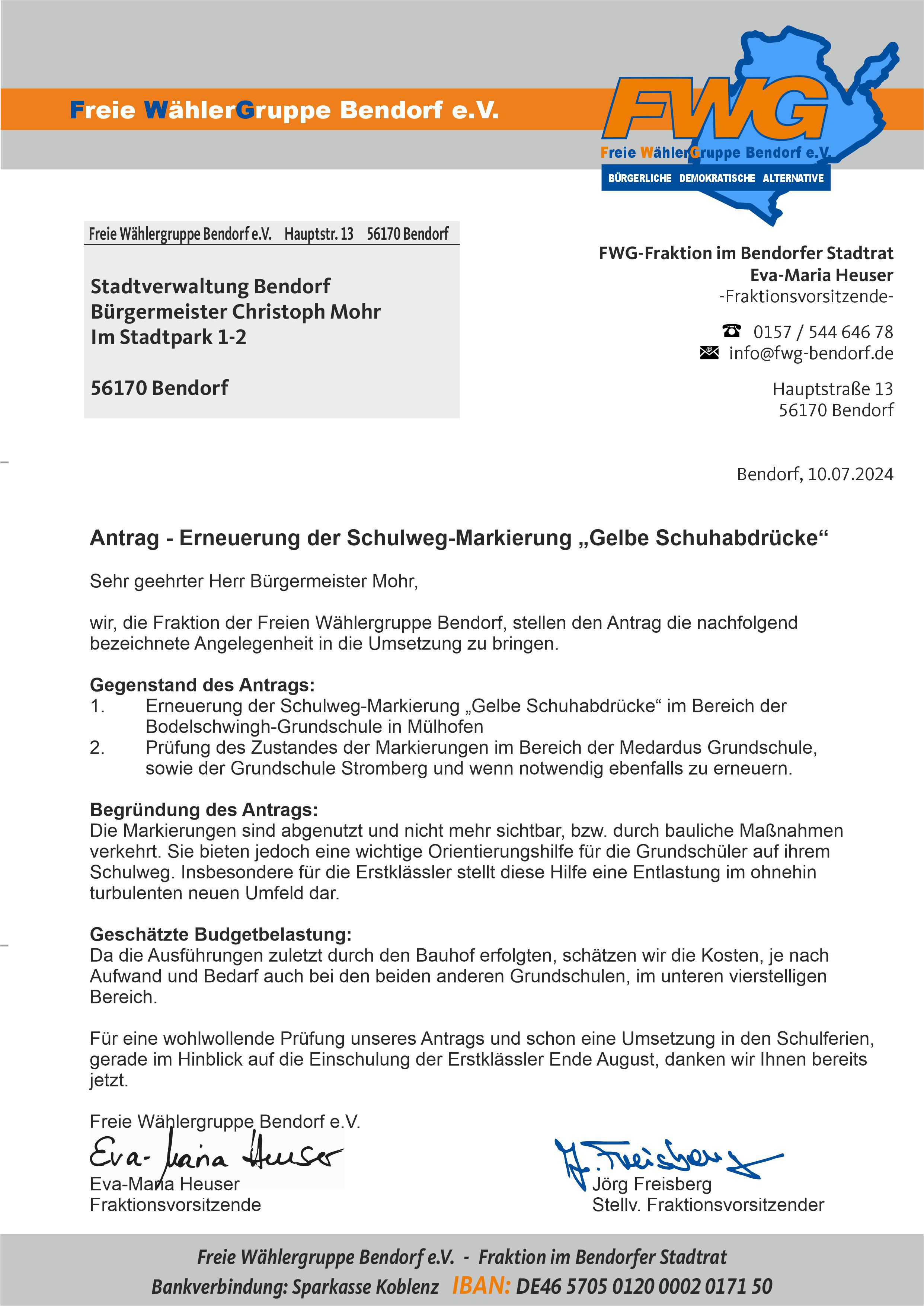 Antrag - Erneuerung der Schulweg-Markierung &bdquo;Gelbe Schuhabdr&uuml;cke&ldquo;